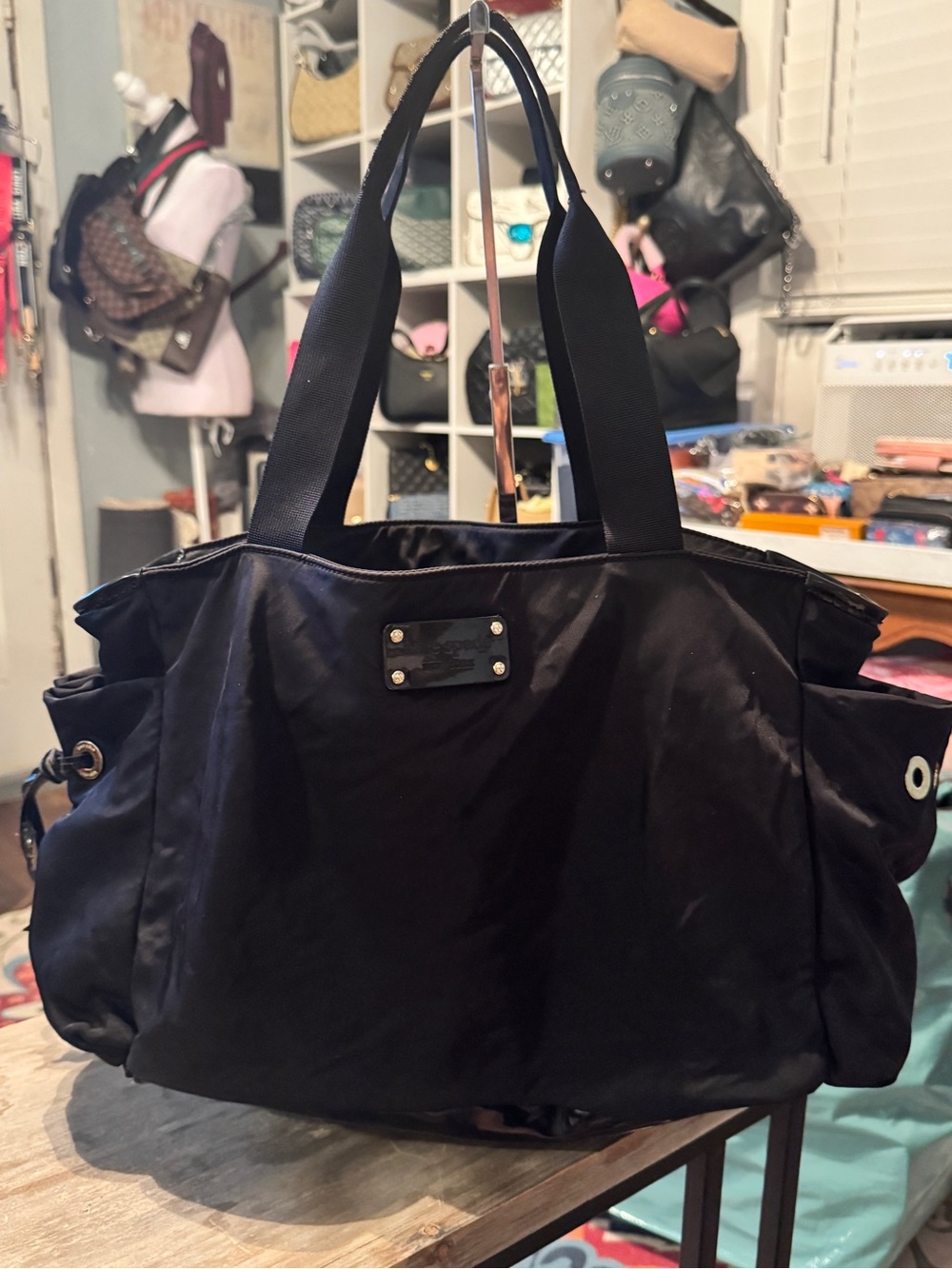 kate spade Black Nylon Baby Bag Tote